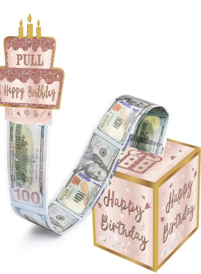 MFCMF Birthday Money Box with 30 Transparent Bags, Pull-Out Cash Gift Holder with Happy Birthday Card & DIY Stickers - Fun Surprise Gift Idea for Any Age, Perfect for Boys, Girls, Family & Friends（Pink - Image 1